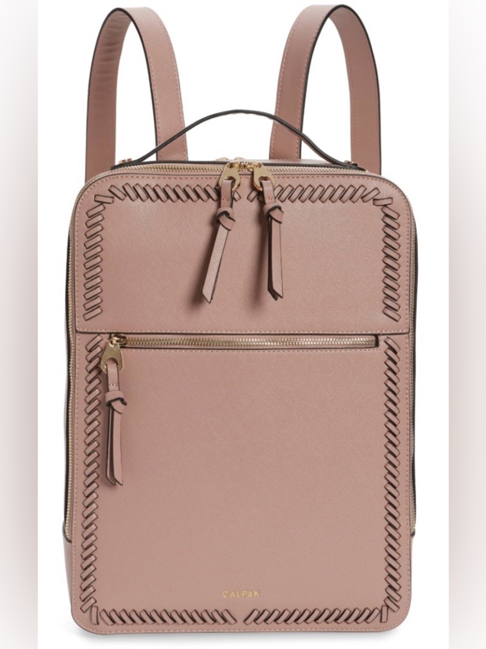 Calpak Faux Leather Backpack with Braided Trim - fits most 15” laptops